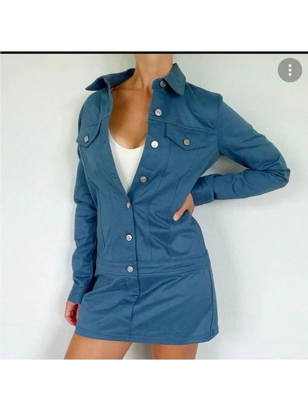 ZARA DENIM Long Sleeve Mini Dress